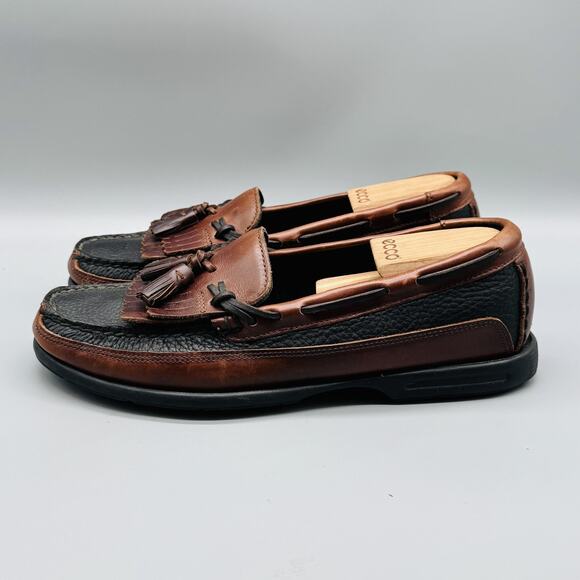 Sperry Shoes Mens 8.5 Brown Black Leather Tassel Loafers Kiltie Slip On Moc Toe - Picture 5 of 12